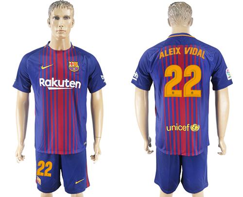 Barcelona #22 Aleix Vidal Home Soccer Club Jersey - Click Image to Close